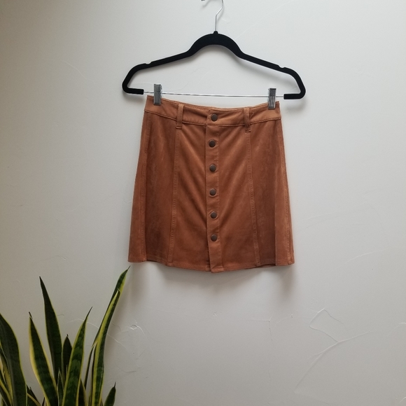 Mossimo Button Front Suede Mini Skirt - Picture 2 of 4